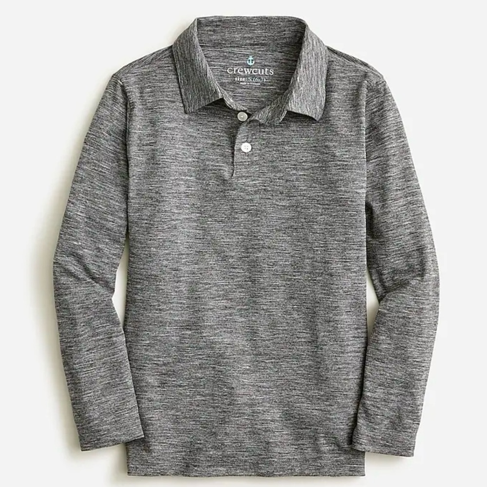 Crewcuts Gray Performance Long Sleeve Polo